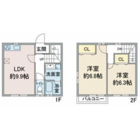 佐古木駅 徒歩17分 1-2階の物件間取画像